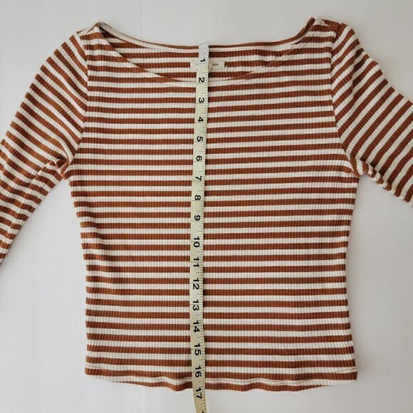 Striped Brown and White Women's Top - Picture 6 of 8